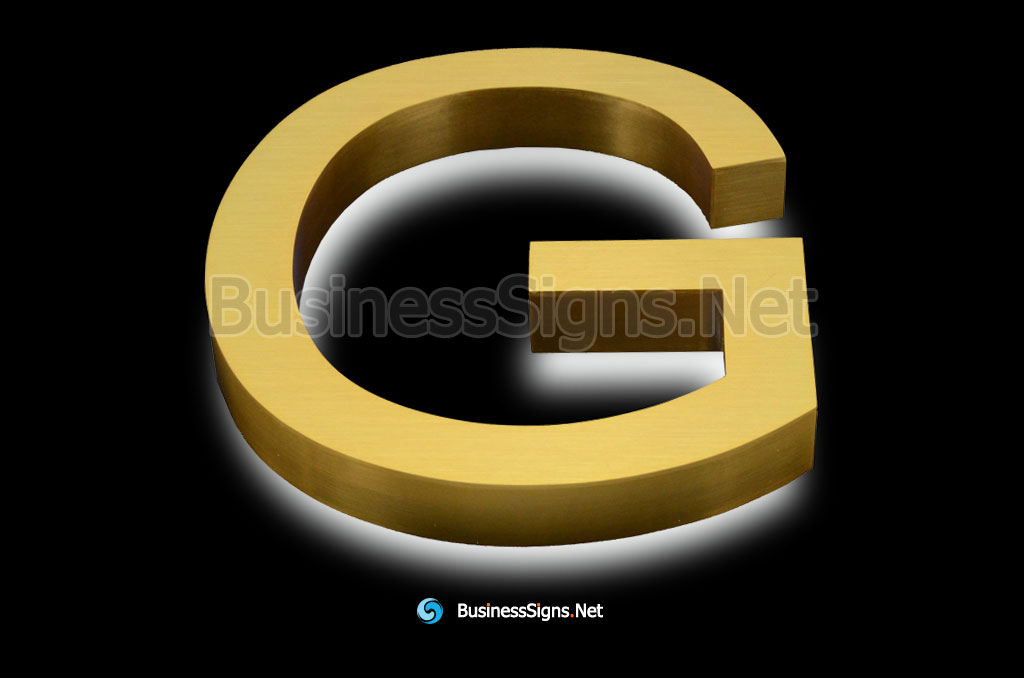3D LED Backlit Business Signs With Brushed Gold Plated Stainless Steel Letter Shell