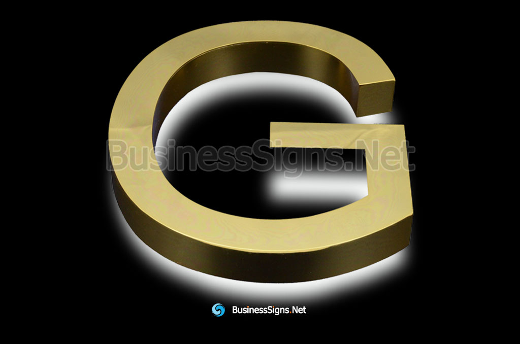 3D LED Backlit Business Signs With Mirror Polished Gold Plated Stainless Steel Letter Shell