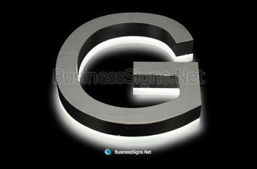 3D LED Backlit Business Signs With Mirror Polished Stainless Steel Letter Shell And 20mm Thickness Acrylic Back-panel
