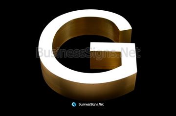 3D LED Front-lit Business Signs With Brushed Gold Plated Letter Shell