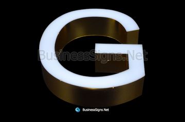 3D LED Front-lit Business Signs With Mirror Polished Gold Plated Letter Shell