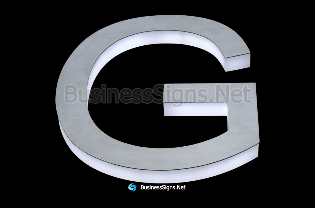 3D LED Side-lit Business Signs With Brushed Stainless Steel Face