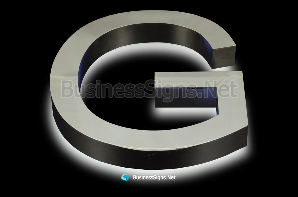3D LED Backlit Business Signs With Mirror Polished Stainless Steel Letter Shell