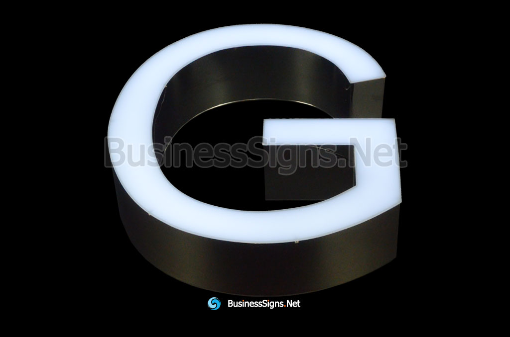 3D LED Front-lit Business Signs With Mirror Polished Stainless Steel Letter Shell