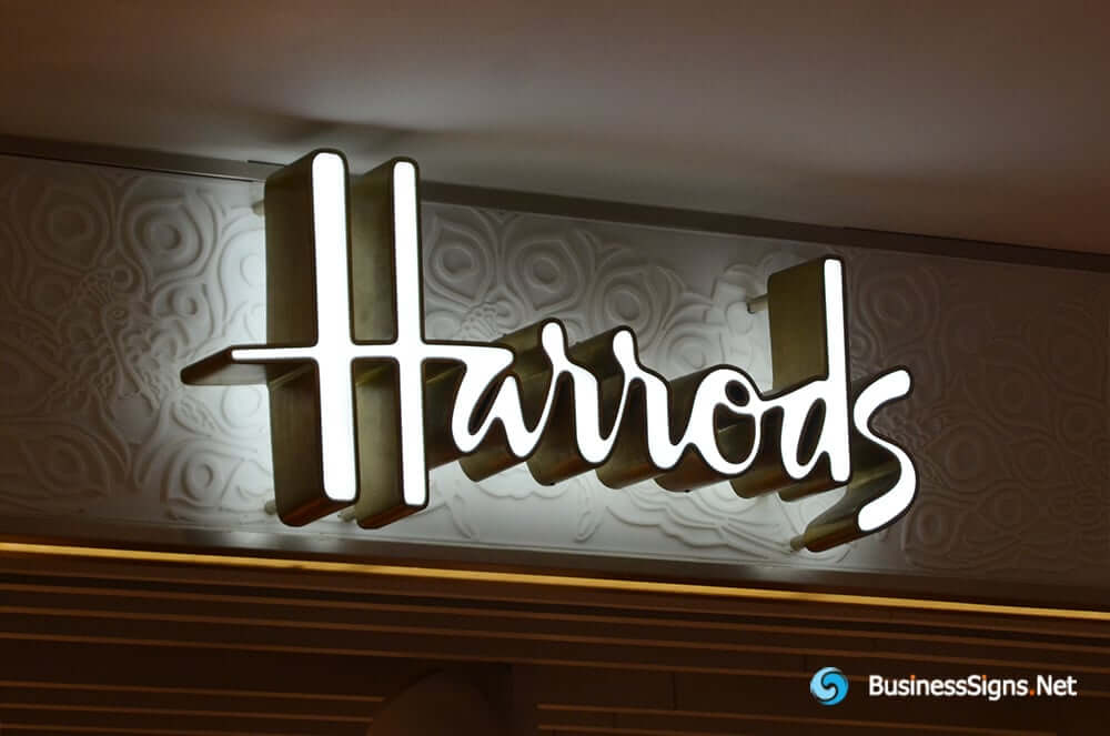 3D LED Double-sided-lit Business Signs With Brushed Stainless Steel Letter Shell And Face Return